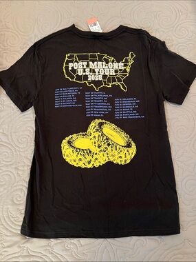 NWT! Post Malone U.S. Tour 2025 Black T-Shirt with Yellow Graphic